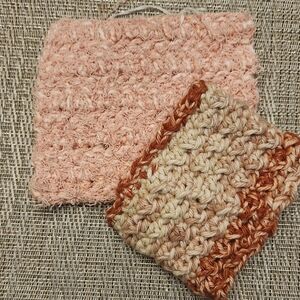 Hand Crafted Pink and Brown Kitchen Scrubby Set